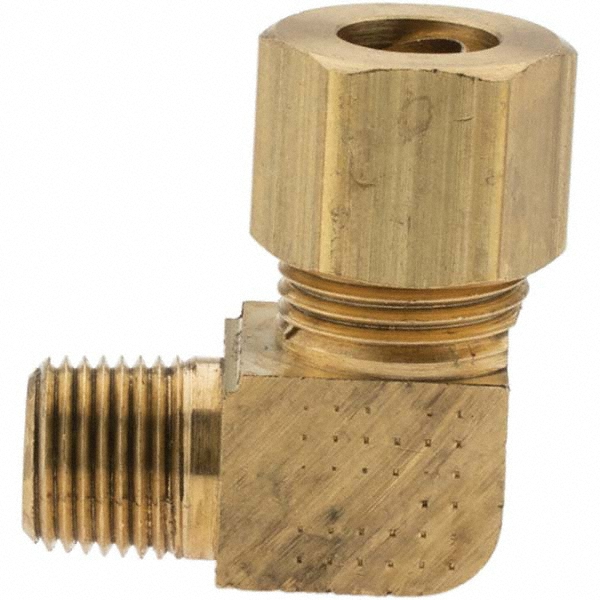 Parker Compression Tube Male Elbow: 1/8-27, 5/16" Tube OD, Tube x Compression - -11065-A
