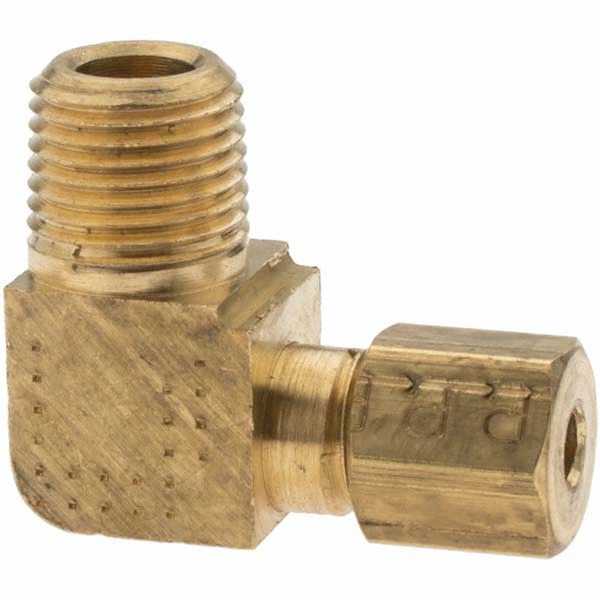 Parker Compression Tube Male Elbow: 1/8-27, 5/16" Tube OD, Tube x Compression - -11065-A