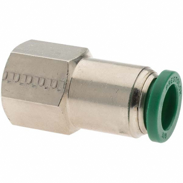 Parker Push-to-Connect Tube x FNPT x Tube x Female Fitting: Connector, NPTF, 3/8" OD - -12501-2