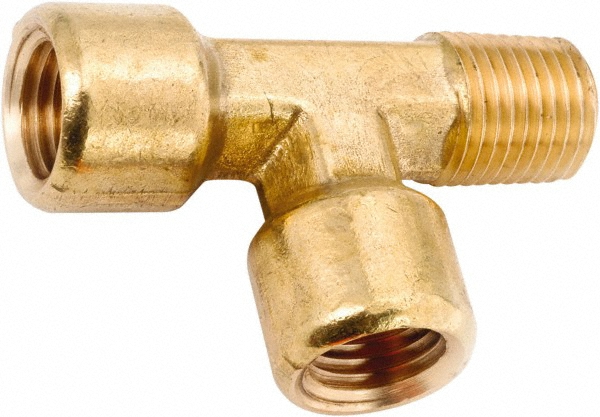 ANDERSON METALS Brass Pipe Street Tee: 1/8" Fitting, Flanged, NPT, Lead Free - 756227-02