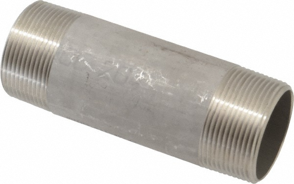 Value Collection Stainless Steel Pipe Nipple: 1-1/2" Pipe, Grade 304 & 304L - 4BN11/2*5