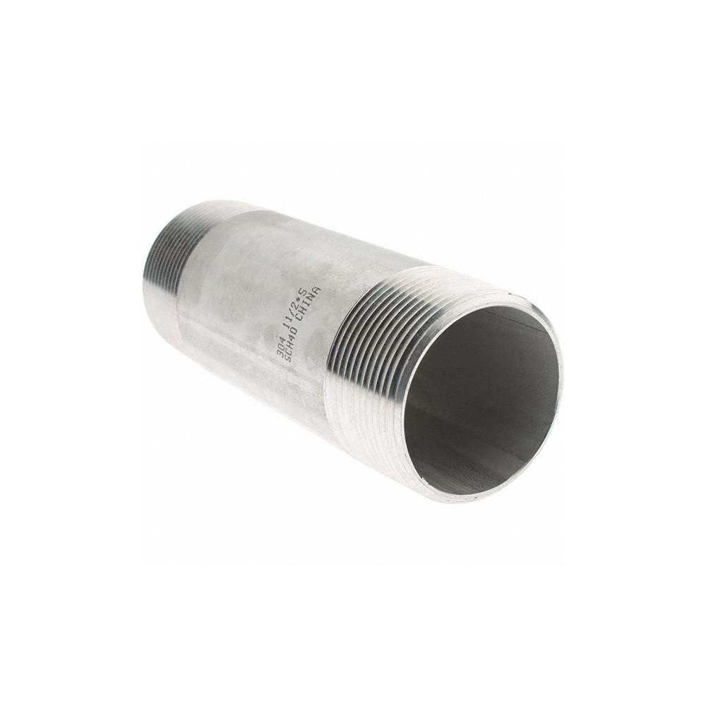 Value Collection Stainless Steel Pipe Nipple: 1-1/2" Pipe, Grade 304 & 304L - 4BN11/2*5