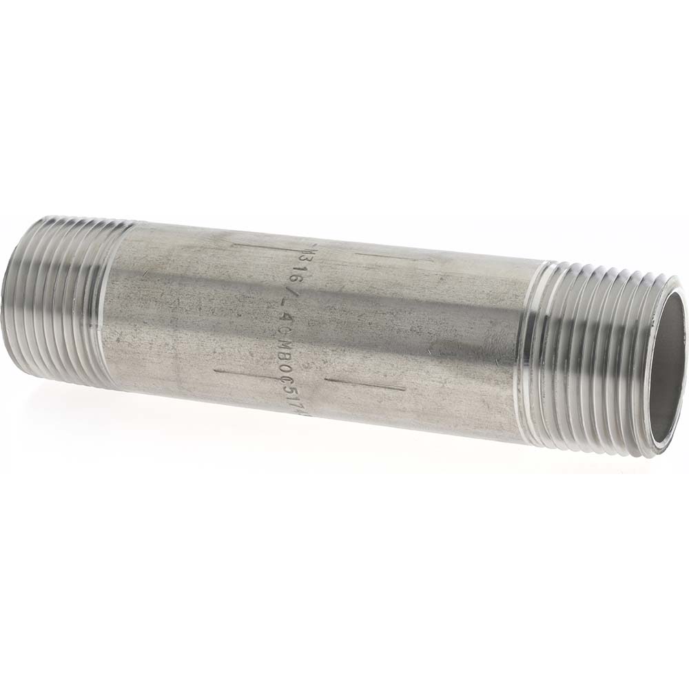 Merit Brass Stainless Steel Pipe Nipple: 1" Pipe, Grade 316 & 316L - 6016-500