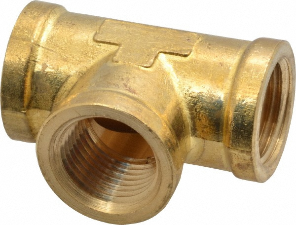CerroBrass Industrial Pipe Female Tee: 3/8" Female Thread, FNPTF - 28028