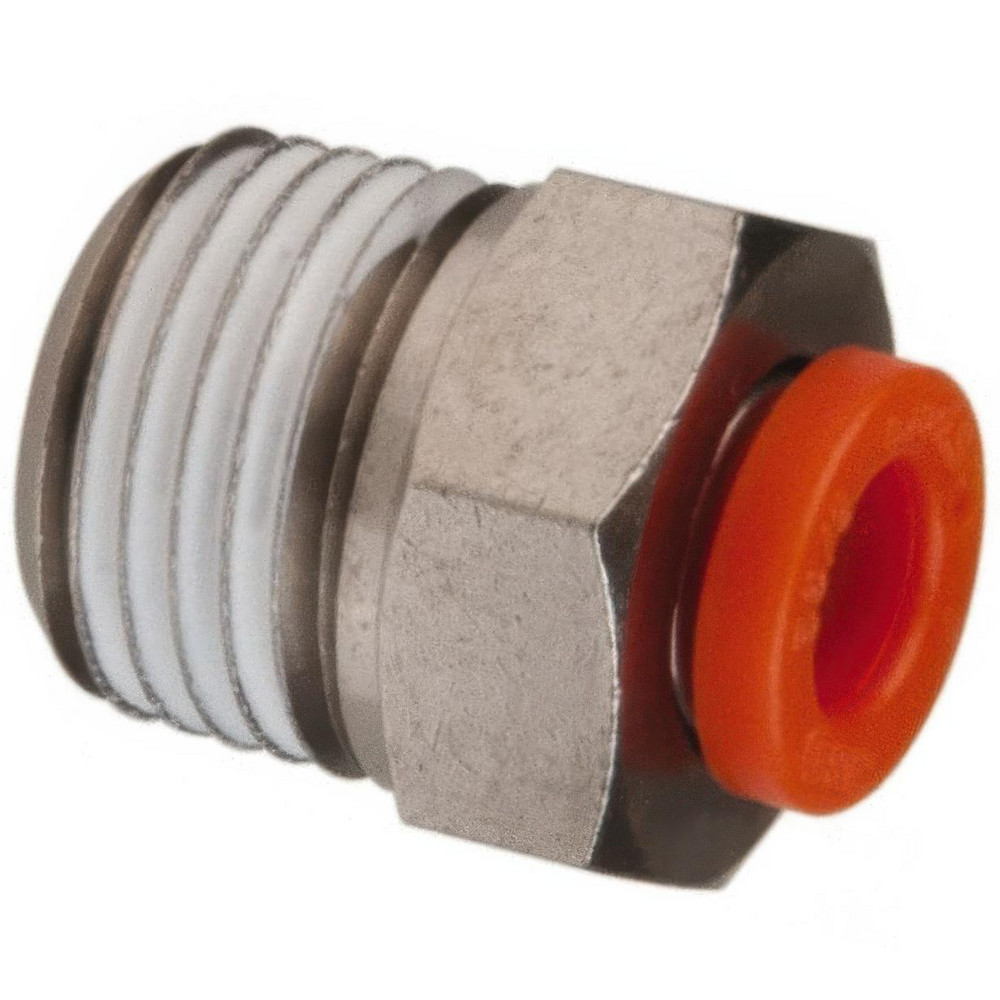 SMC PNEUMATICS Push-to-Connect Push-to-Connect Fitting: Connector, NPT, 1/4" OD - KQ2H07-33NS