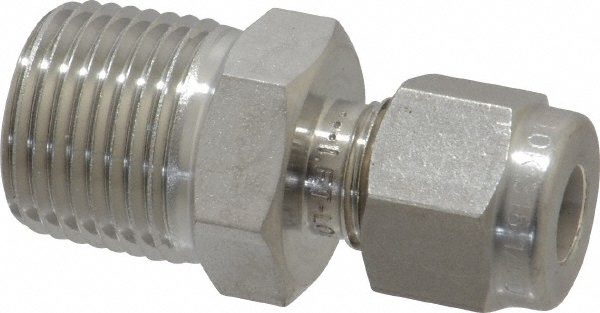 Ham-Let Compression Tube Connector: 1/4" Tube OD, Compression x MNPT - 3001997
