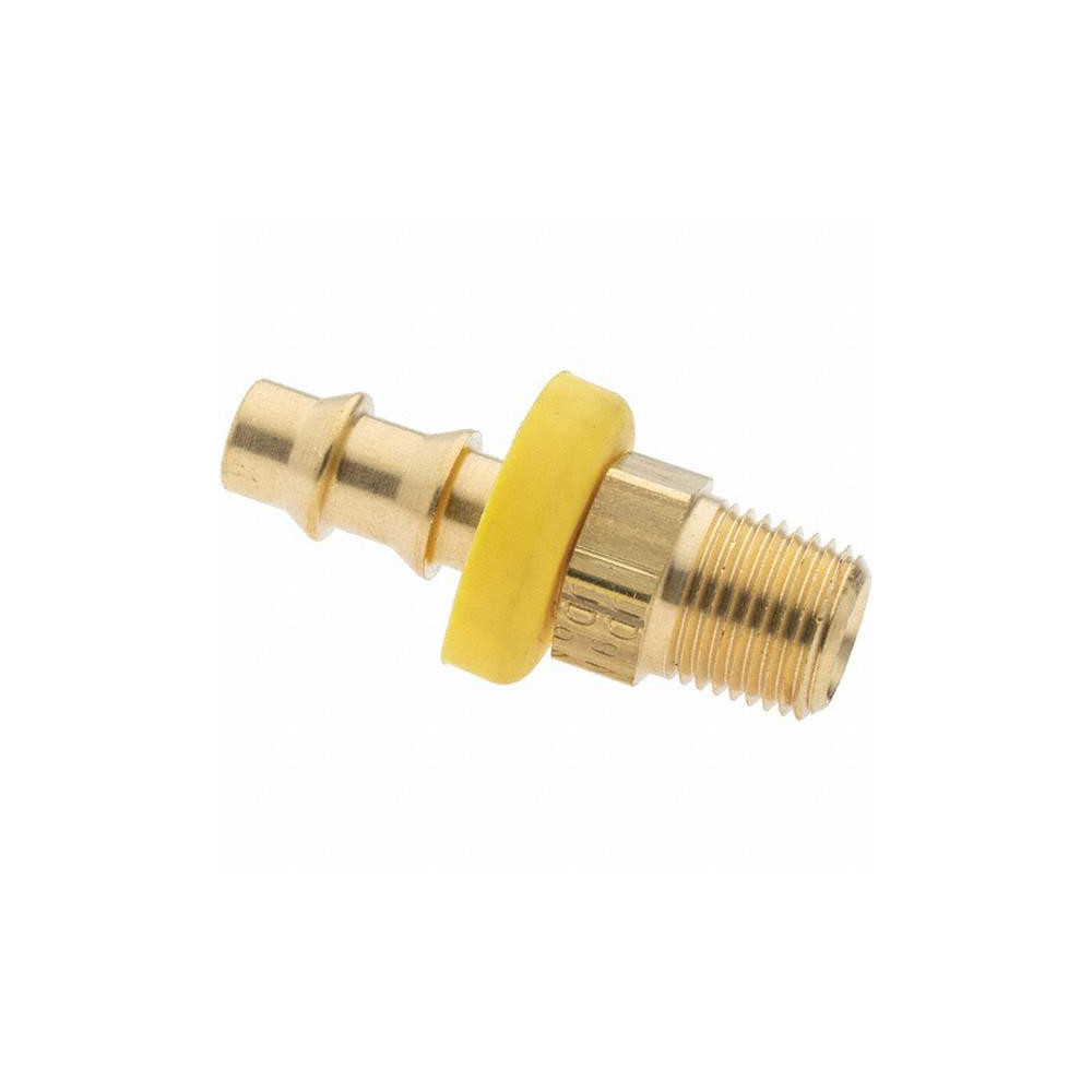 Parker Barbed Push-On Hose Male Connector: 1/8-27 MNPTF, Brass, 1/4" Barb - PP-00017