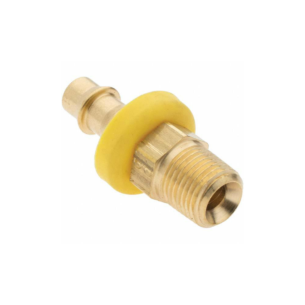 Parker Barbed Push-On Hose Male Connector: 1/8-27 MNPTF, Brass, 1/4" Barb - PP-00017