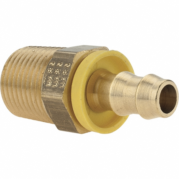 Parker Barbed Push-On Hose Male Connector: 1/8-27 MNPTF, Brass, 1/4" Barb - PP-00017