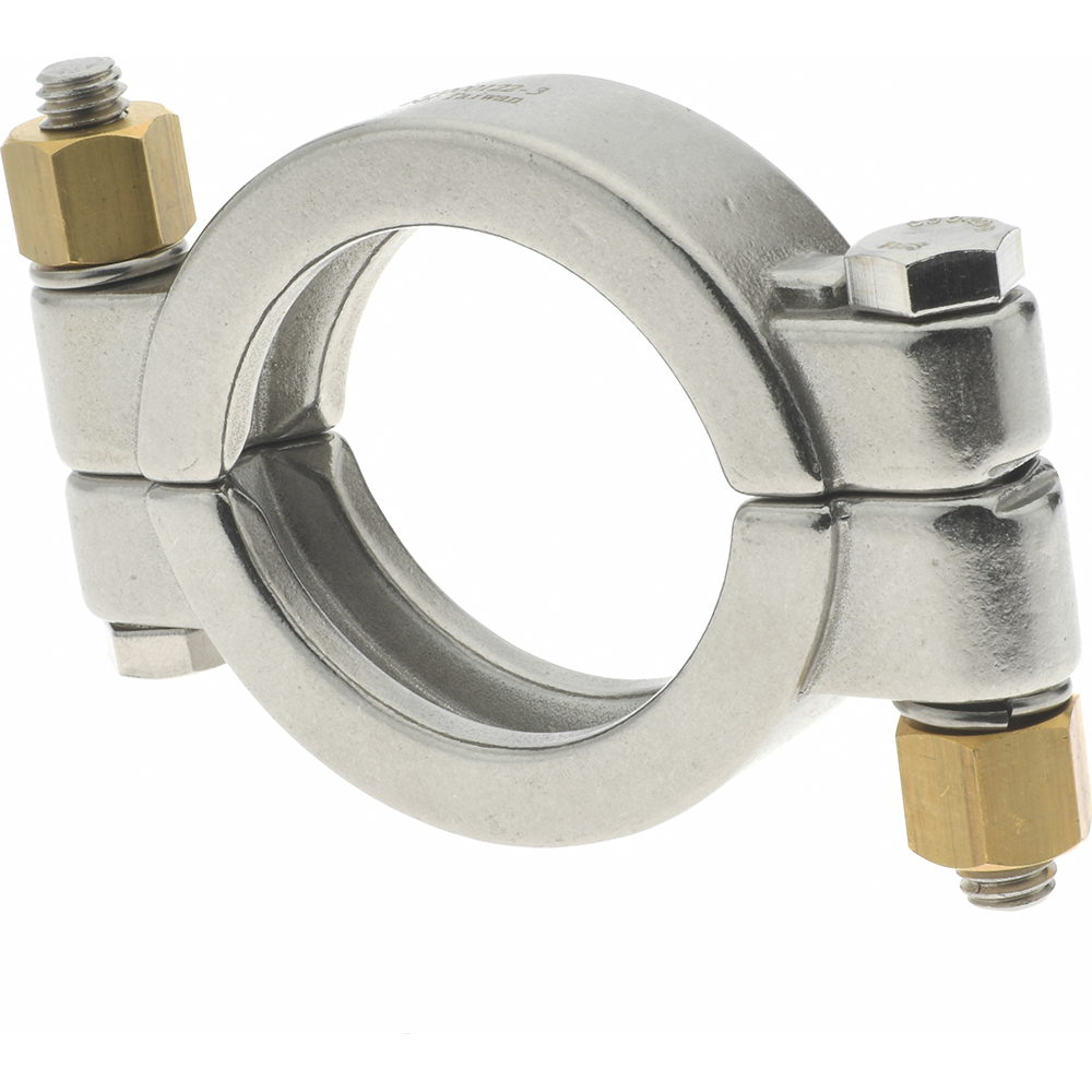 VNE Sanitary Stainless Steel Pipe Clamp with Holed Wing Nut: 2", Clamp Connection - 13MHHM2.0-H