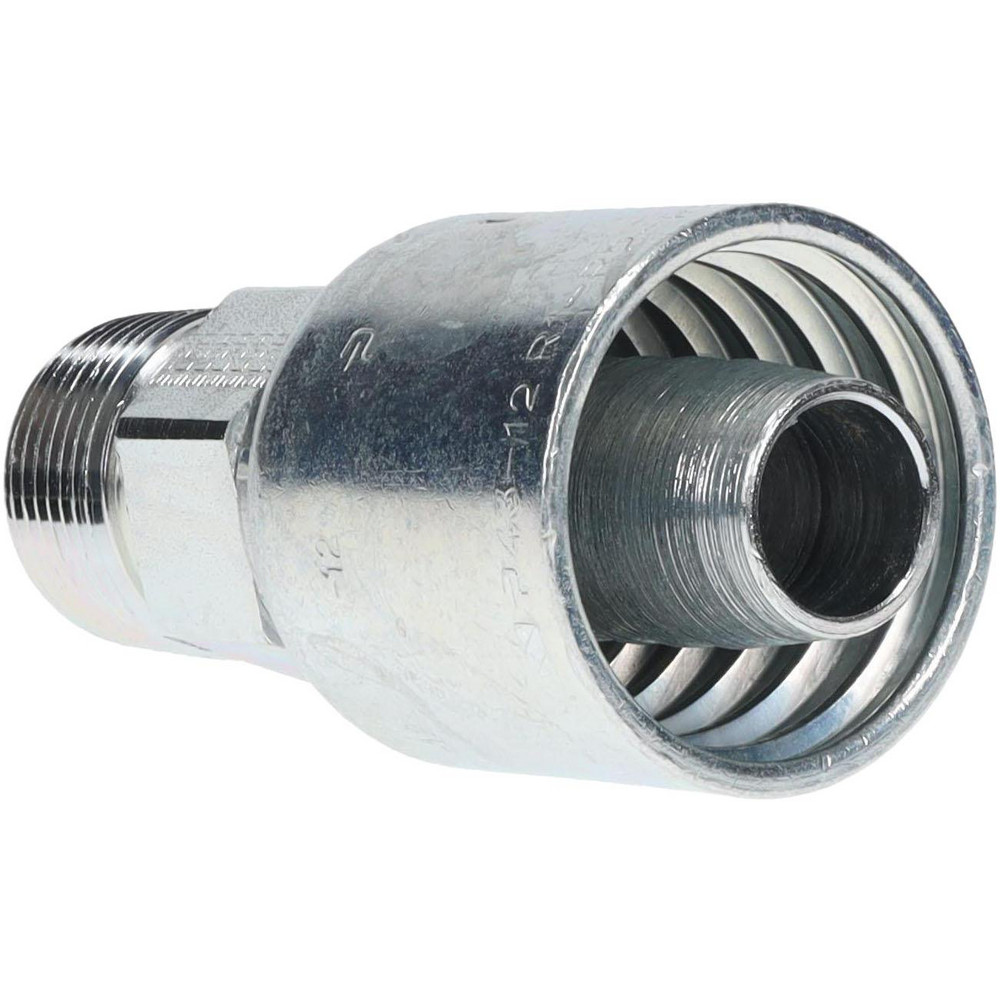 Parker Hydraulic Hose Male Rigid Fitting: 0.75" ID, 12 mm, 3/4-14, 7,500 psi - 10143-12-12