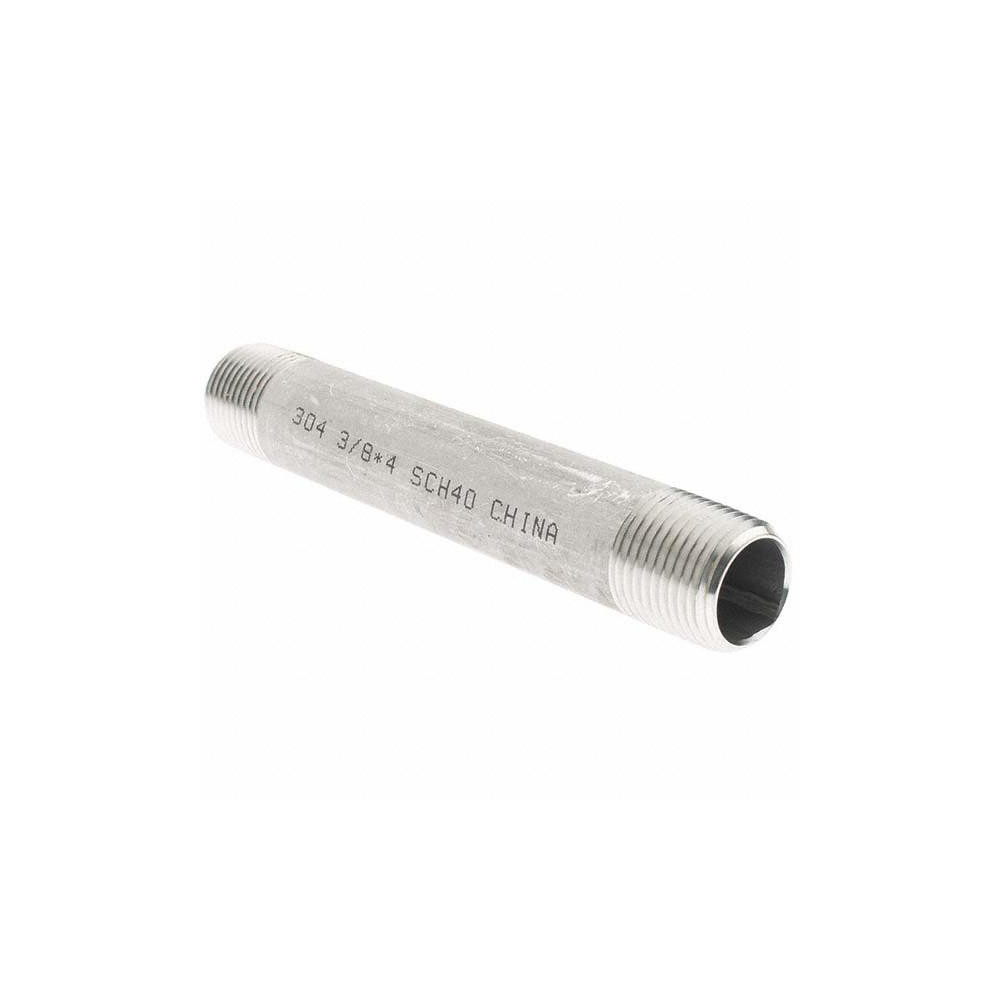 Value Collection Stainless Steel Pipe Nipple: 3/8" Pipe, Grade 304 & 304L - 4BN3/8*4