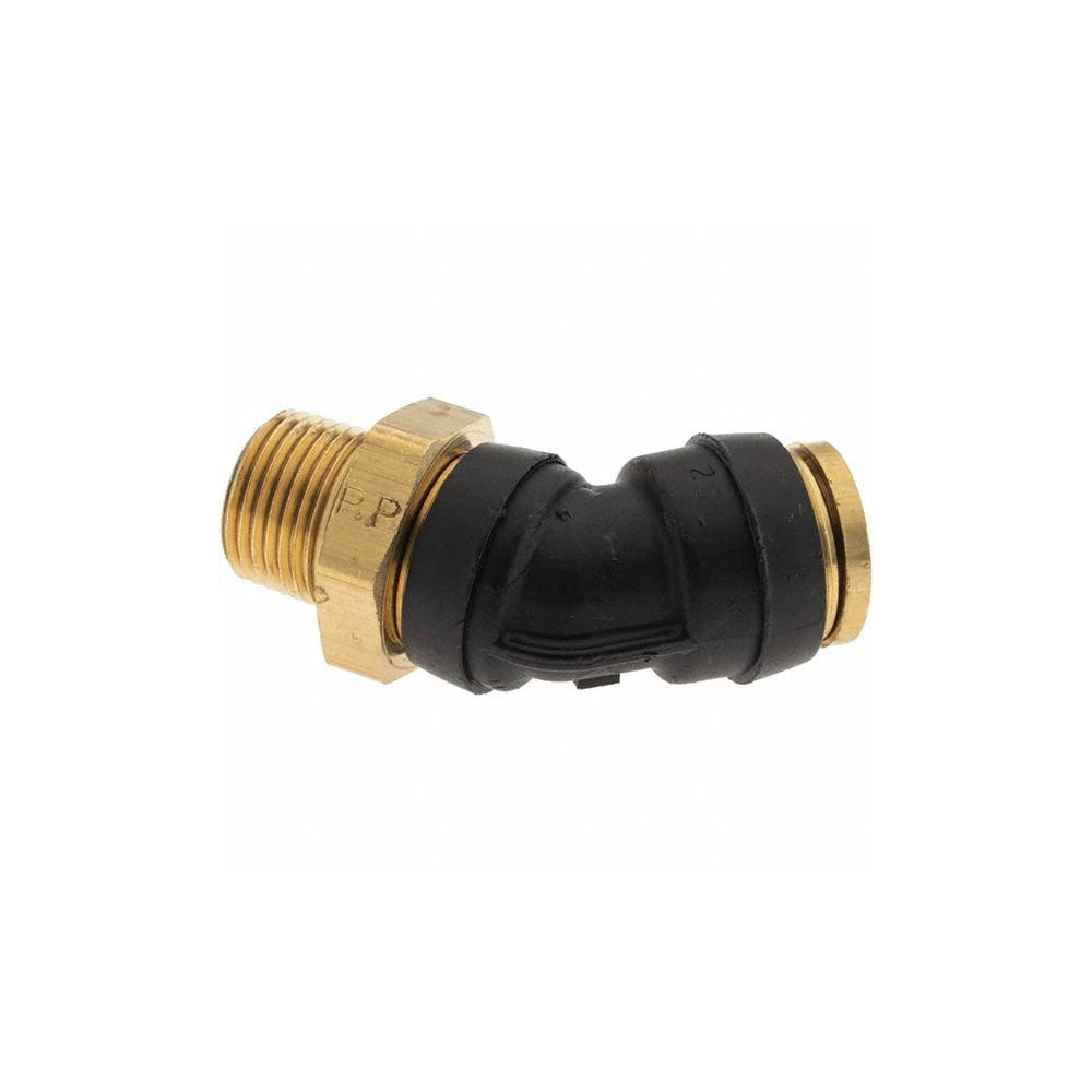 Parker Push-to-Connect Tube x MNPT x Tube x Male Fitting: 45 deg Swivel Elbow, 1/2" OD - PF-00085