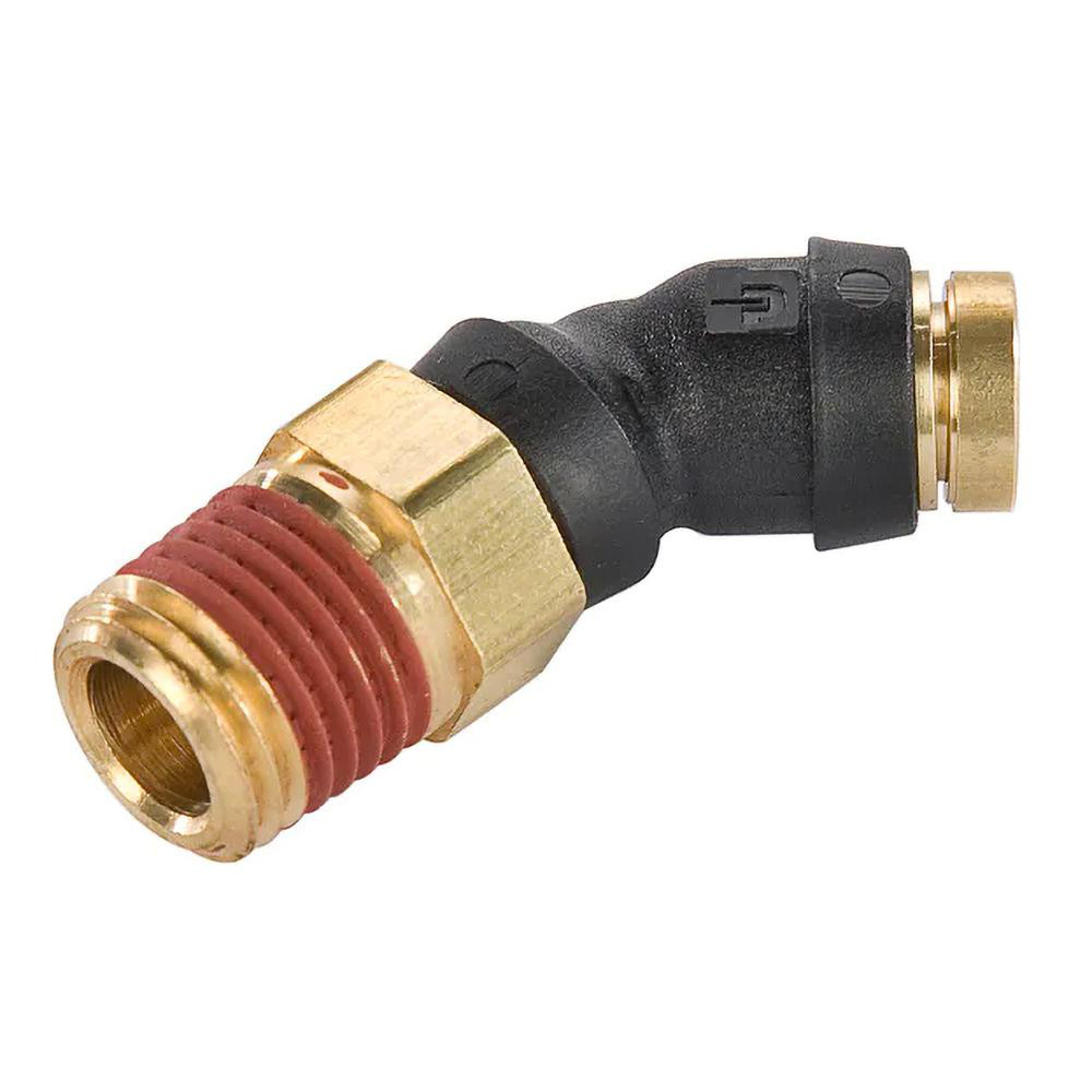 Parker Push-to-Connect Tube x MNPT x Tube x Male Fitting: 45 deg Swivel Elbow, 1/2" OD - PF-00085