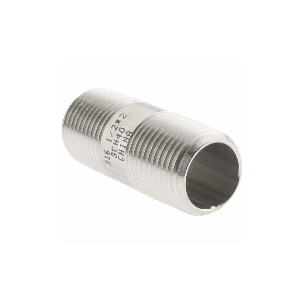 Value Collection Stainless Steel Pipe Nipple: 1/2" Pipe, Grade 316 & 316L - 6BN1/2*2