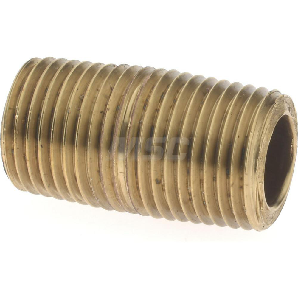 Merit Brass Brass Pipe Nipple: Threaded on Both Ends, 3/4" OAL, 1/8" NPT - 2102-001