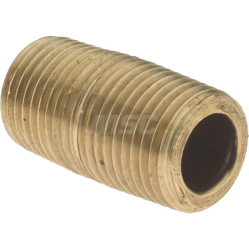 Merit Brass Brass Pipe Nipple: Threaded on Both Ends, 3/4" OAL, 1/8" NPT - 2102-001
