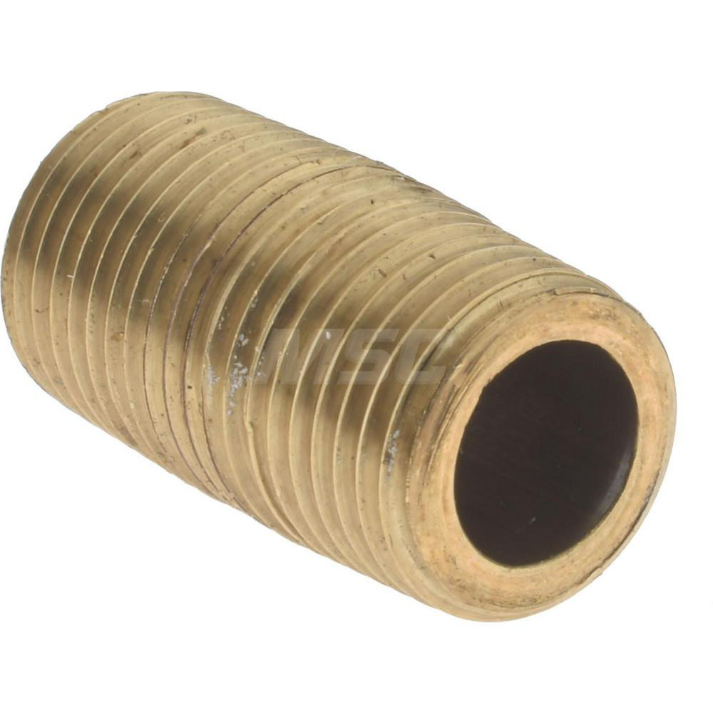 Merit Brass Brass Pipe Nipple: Threaded on Both Ends, 3/4" OAL, 1/8" NPT - 2102-001