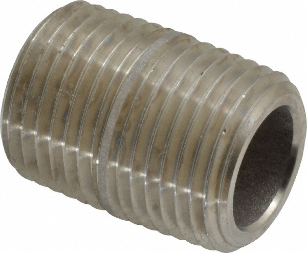 Merit Brass Stainless Steel Pipe Nipple: 1/2" Pipe, Grade 304 & 304L - 4508-400