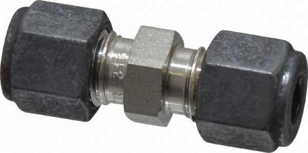 Parker Compression Tube Union: 1/4" Tube OD, Compression x Compression - 4-4 HBZ-SS