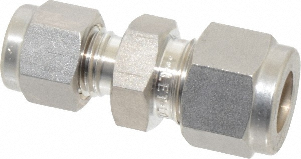 Parker Compression Tube Union: 1/4" Tube OD, Compression x Compression - 4-4 HBZ-SS