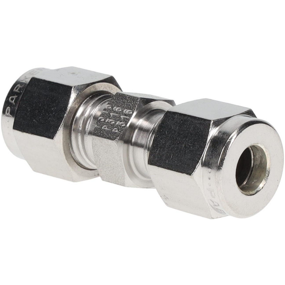 Parker Compression Tube Union: 1/4" Tube OD, Compression x Compression - 4-4 HBZ-SS