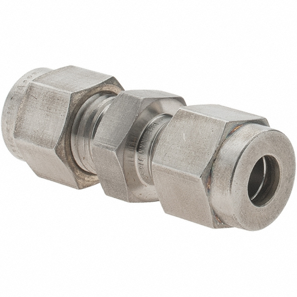 Parker Compression Tube Union: 1/4" Tube OD, Compression x Compression - 4-4 HBZ-SS