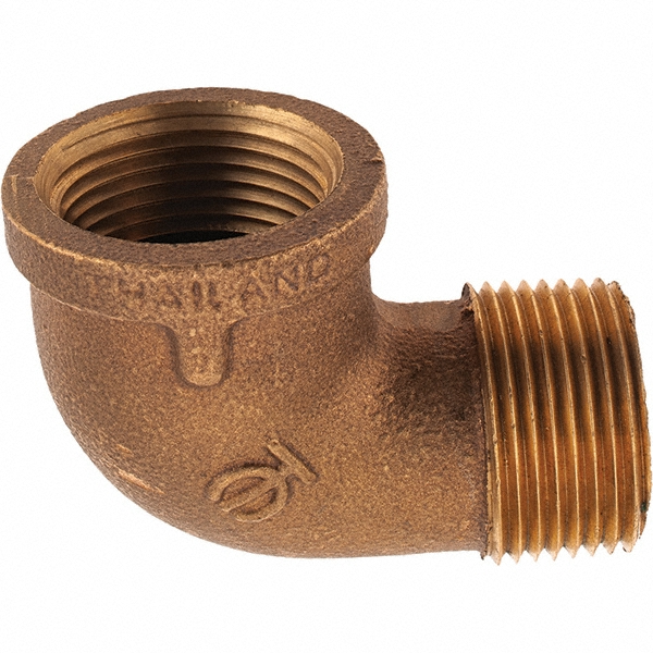 Merit Brass Brass Pipe 90 ° Street Elbow: 1/4" Fitting, Threaded, FNPT x MNPT, Class 125 - X103-04