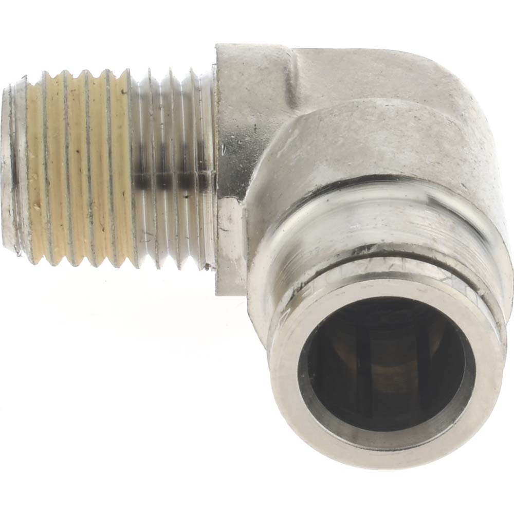 Norgren Push-to-Connect Tube x MNPT x Tube x Male Fitting: Fixed Elbow, NPTF, 3/8" OD - 124450638