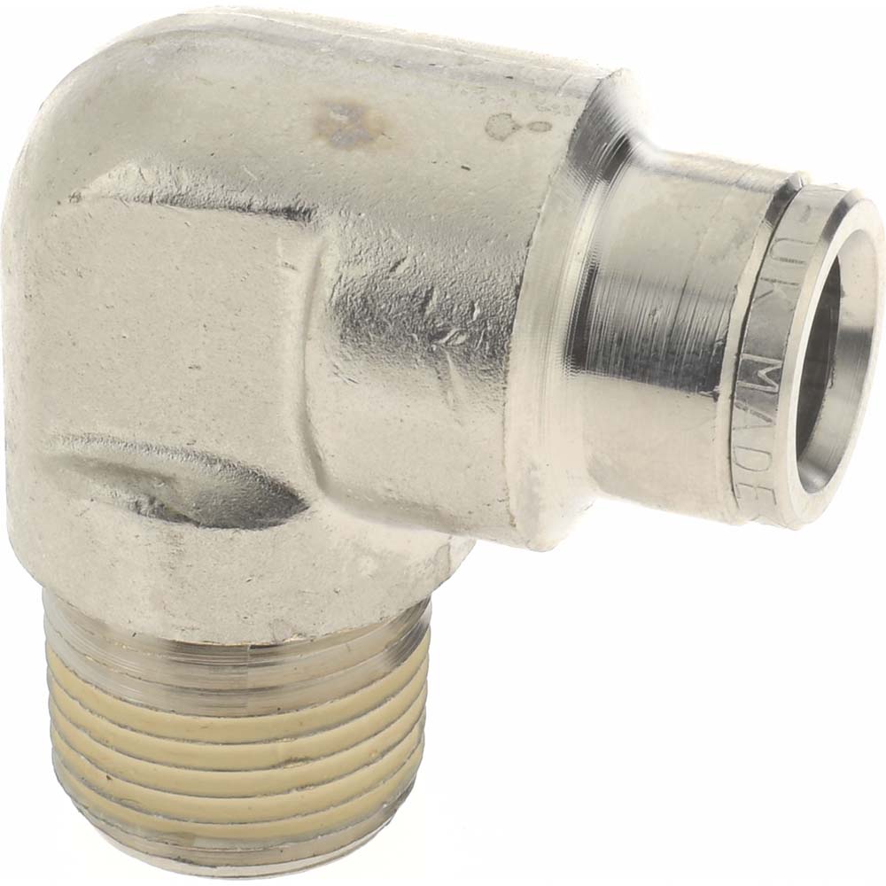 Norgren Push-to-Connect Tube x MNPT x Tube x Male Fitting: Fixed Elbow, NPTF, 3/8" OD - 124450638