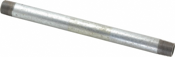 Value Collection Galvanized Pipe Nipple: 1/2", 10" Long, Schedule 40, Steel - NG04100