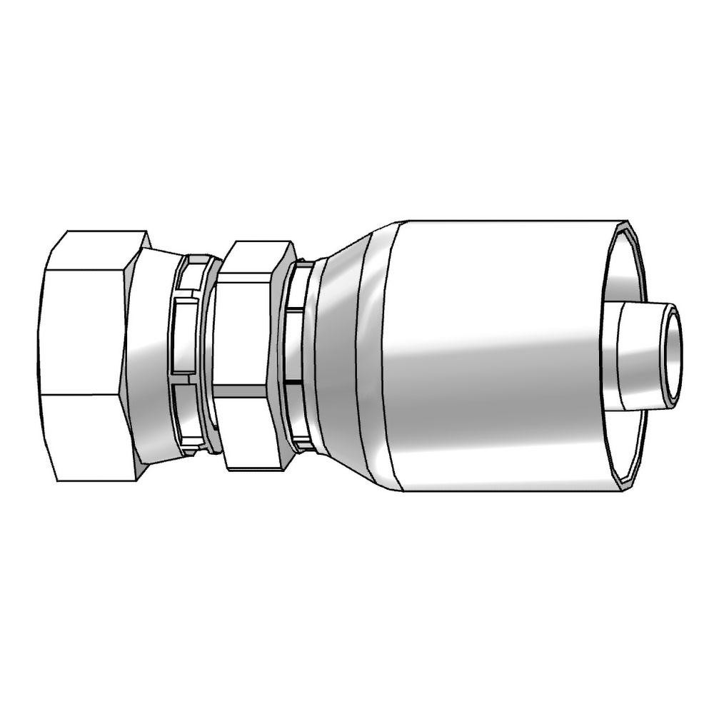 Parker Hydraulic Hose Female Swivel Fitting: 0.5" ID, 8 mm, 1/2" - KP46918