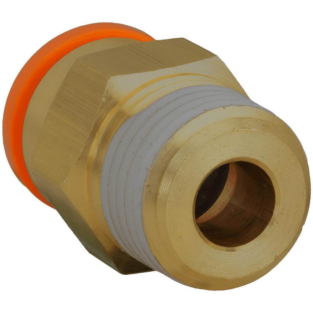 SMC PNEUMATICS Push-to-Connect Push-to-Connect Fitting: Connector, NPT, 1/4" OD - KQ2H07-34AS