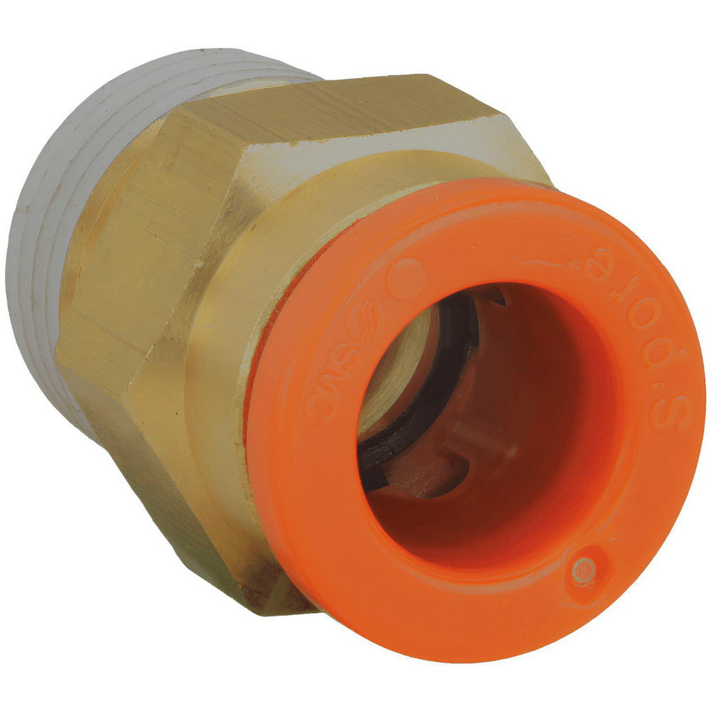 SMC PNEUMATICS Push-to-Connect Push-to-Connect Fitting: Connector, NPT, 1/4" OD - KQ2H07-34AS