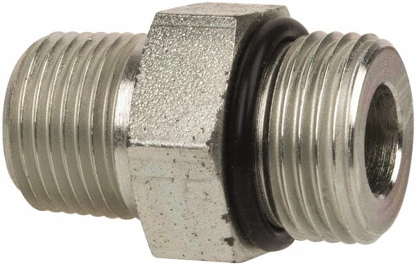 Parker Industrial Pipe Adapter: 1-1/16-12 x 3/4" Male Thread, Male Straight Thread O-Ring x Male NPTF - PT-00193