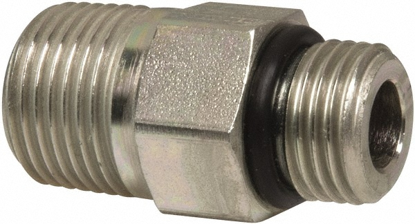 Parker Industrial Pipe Adapter: 1-1/16-12 x 3/4" Male Thread, Male Straight Thread O-Ring x Male NPTF - PT-00193