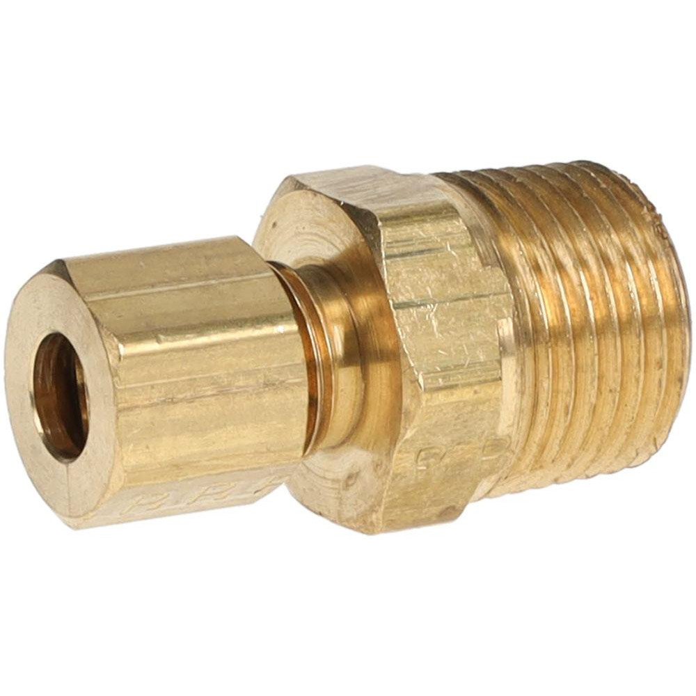 Parker Compression Tube Male Connector: 3/8-18, 1/4" Tube OD, Compression x MNPTF - 68C-4-6