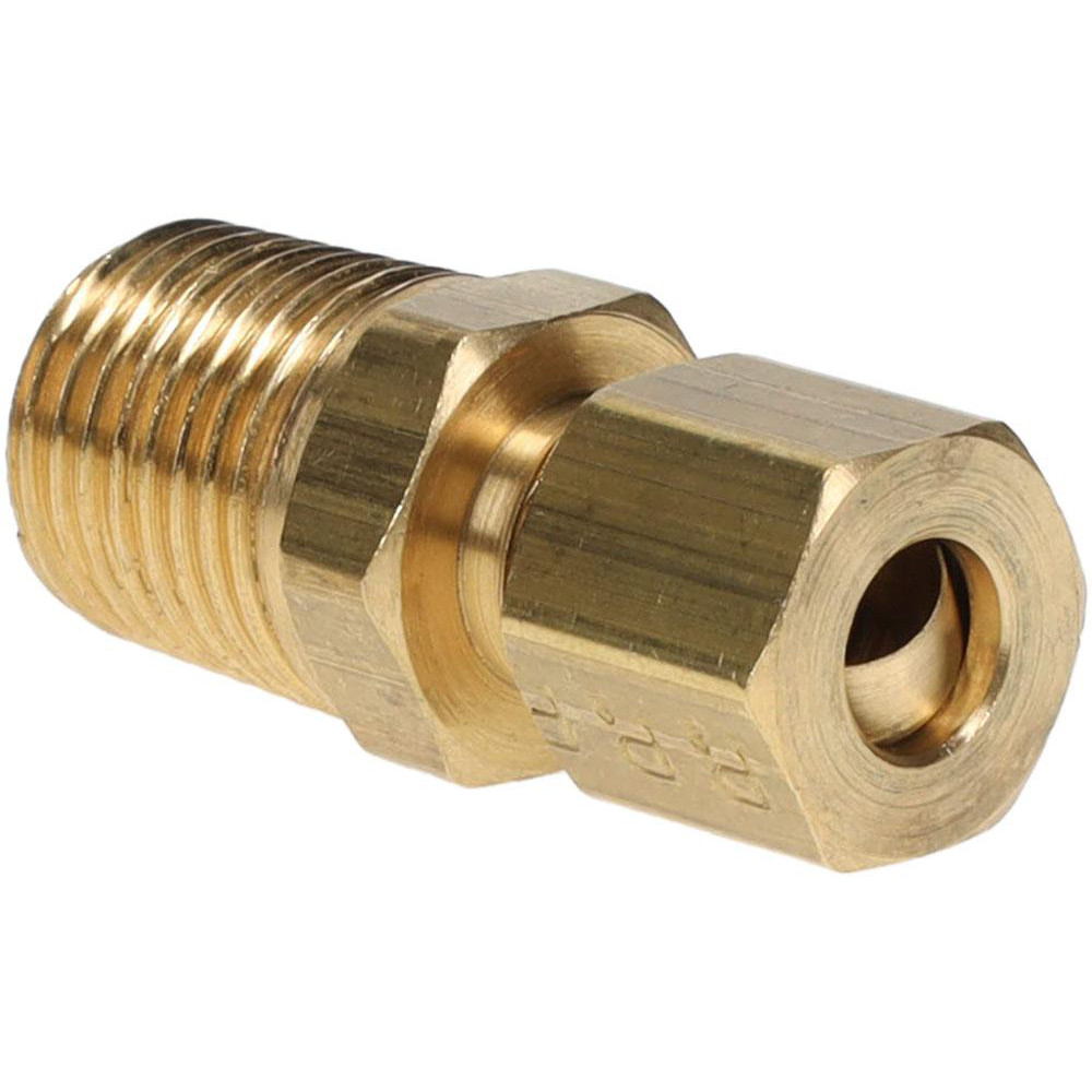 Parker Compression Tube Male Connector: 3/8-18, 1/4" Tube OD, Compression x MNPTF - 68C-4-6