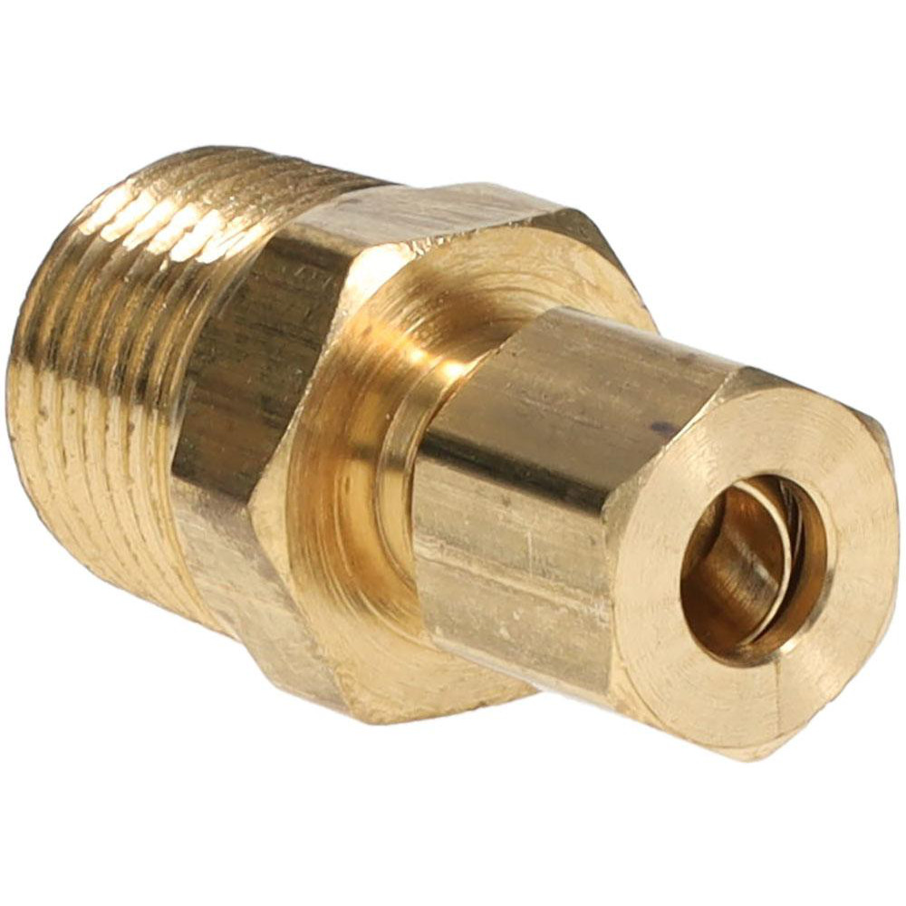 Parker Compression Tube Male Connector: 3/8-18, 1/4" Tube OD, Compression x MNPTF - 68C-4-6