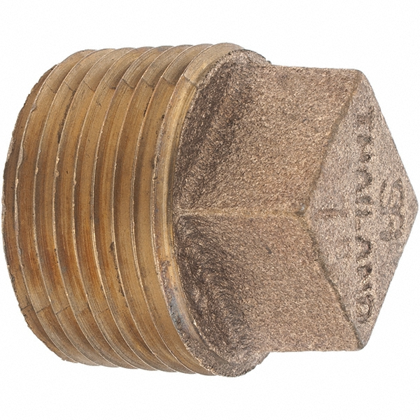 Merit Brass Brass Pipe Square Head Plug: 3/4" Fitting, Threaded, MNPT x FNPT, Class 125 - X117-12