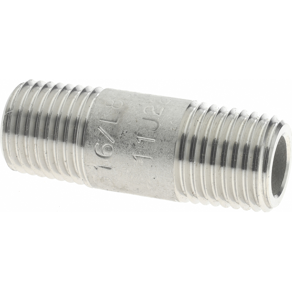 Merit Brass Stainless Steel Pipe Nipple: 3/8" Pipe, Grade 304 & 304L - 4006-400
