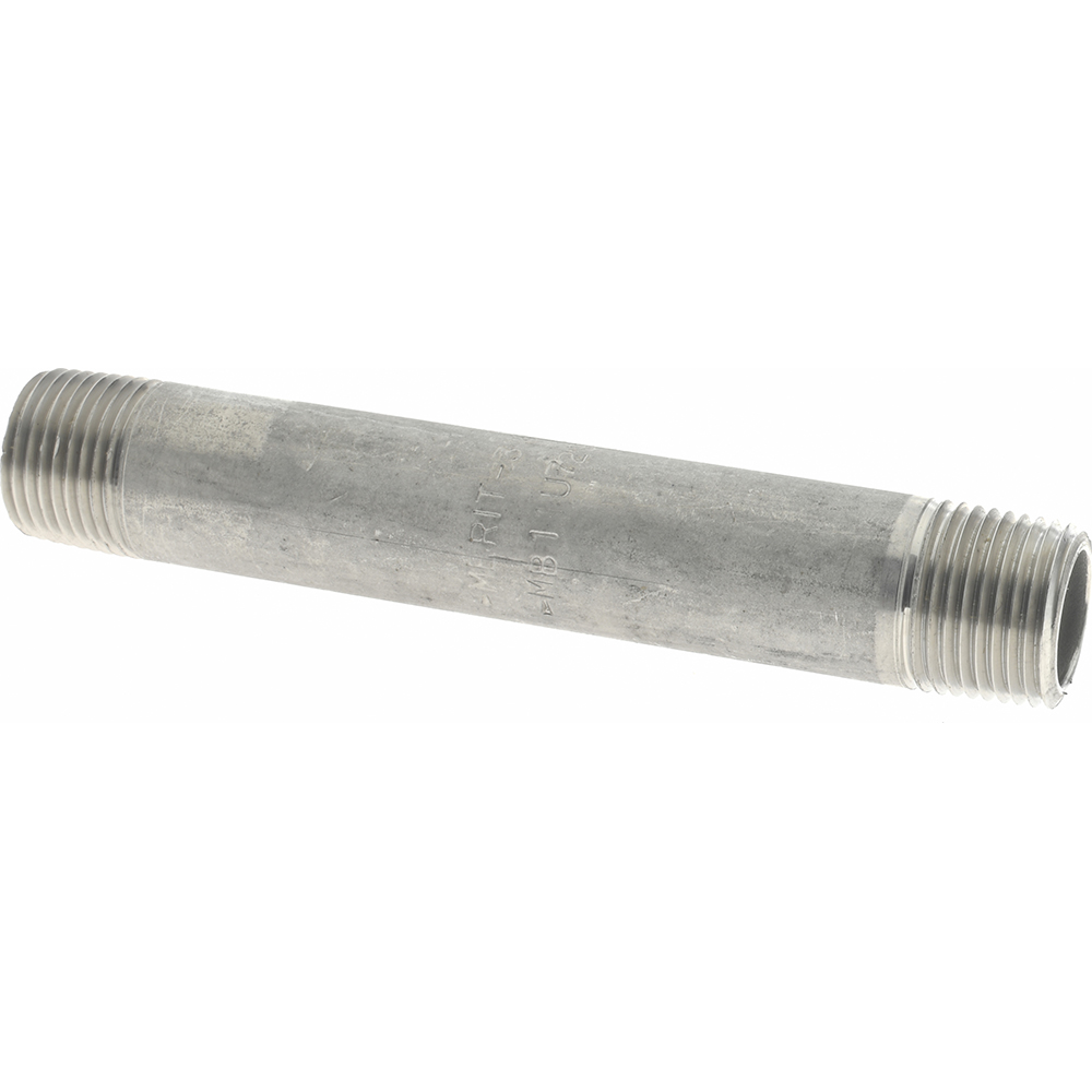 Merit Brass Stainless Steel Pipe Nipple: 3/8" Pipe, Grade 304 & 304L - 4006-400