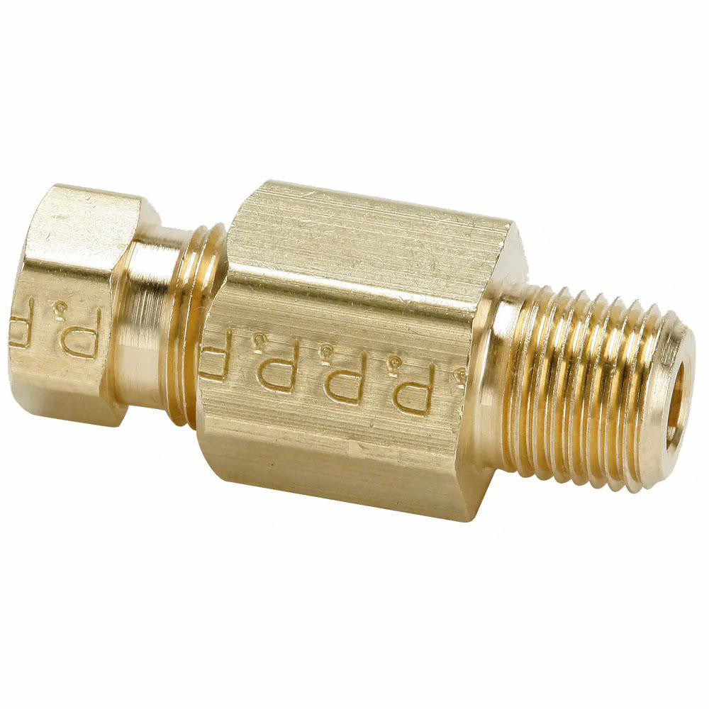 CerroBrass Compression Tube Connector: 7/16-24, 1/4" Tube OD, Compression x MNPT - 18180