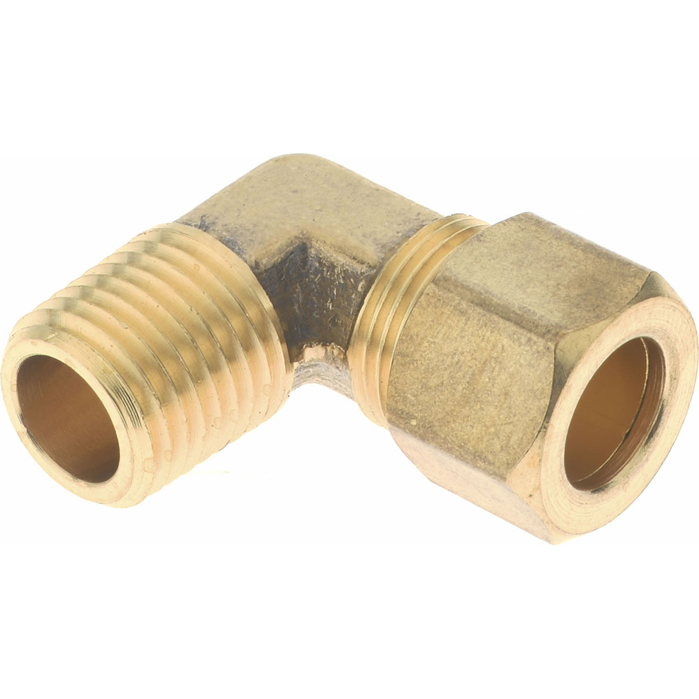 CerroBrass Compression Tube Connector: 7/16-24, 1/4" Tube OD, Compression x MNPT - 18180