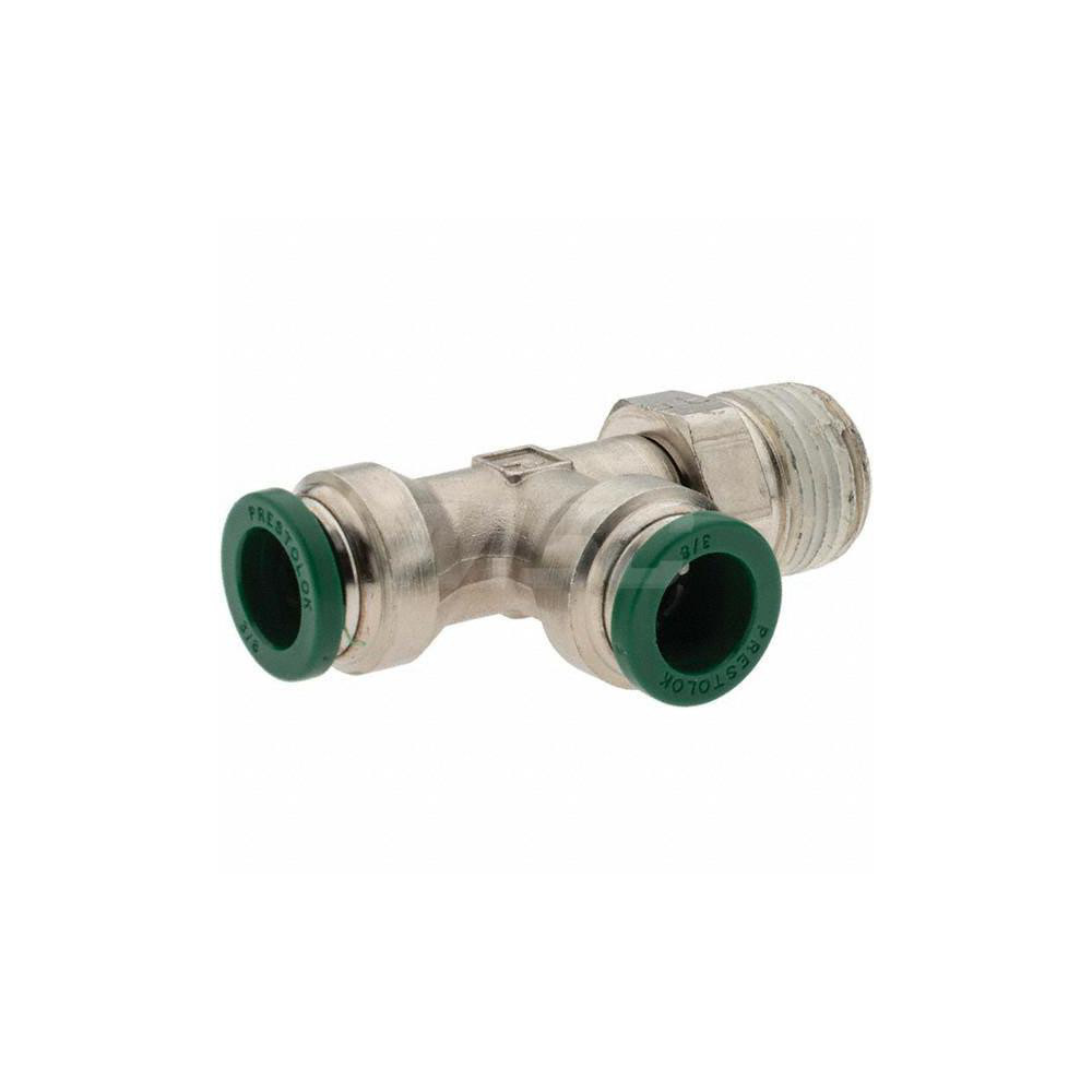 Parker Push-to-Connect Tube x MNPT x Tube x Male Fitting: Swivel Run Tee, NPTF, 3/8" OD - 14249