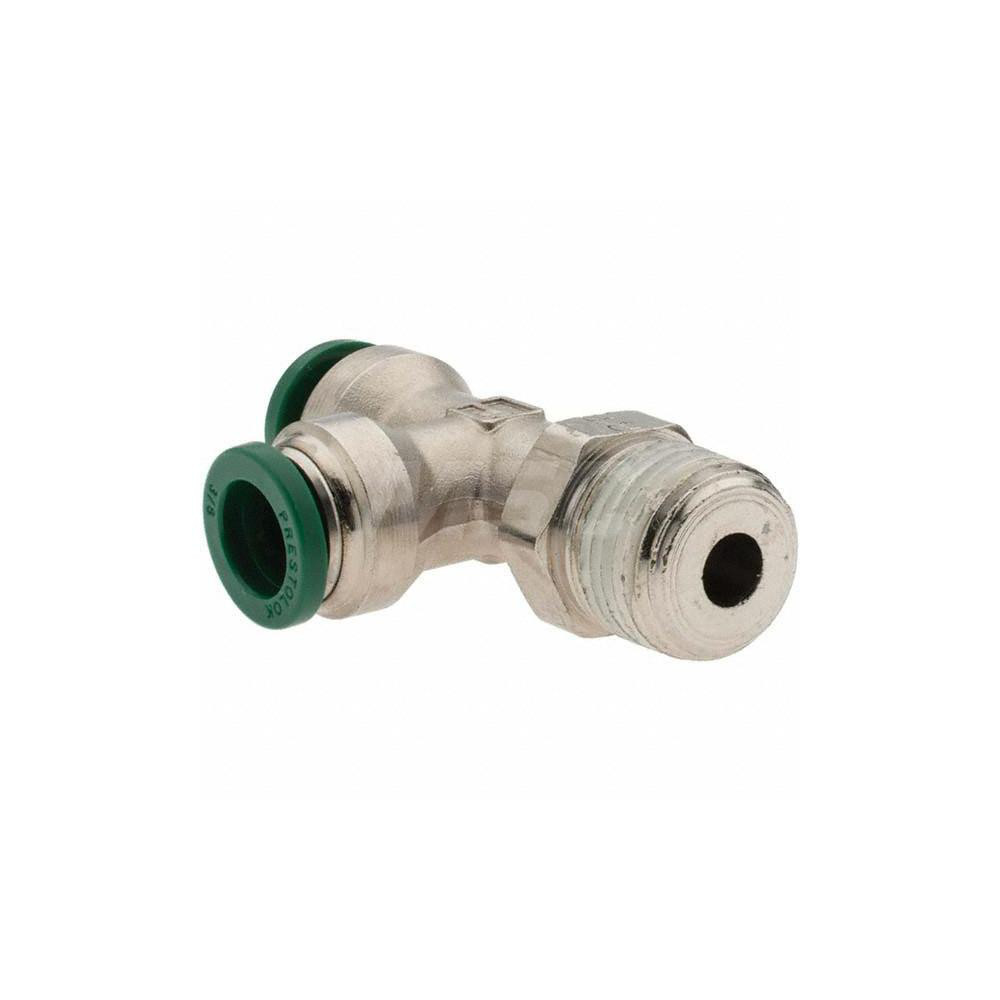 Parker Push-to-Connect Tube x MNPT x Tube x Male Fitting: Swivel Run Tee, NPTF, 3/8" OD - 14249