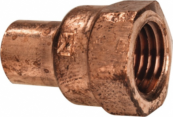 Mueller Industries Wrot Copper Pipe Adapter: 1/2" x 1/4" Fitting, C x F, Solder Joint - W 01233