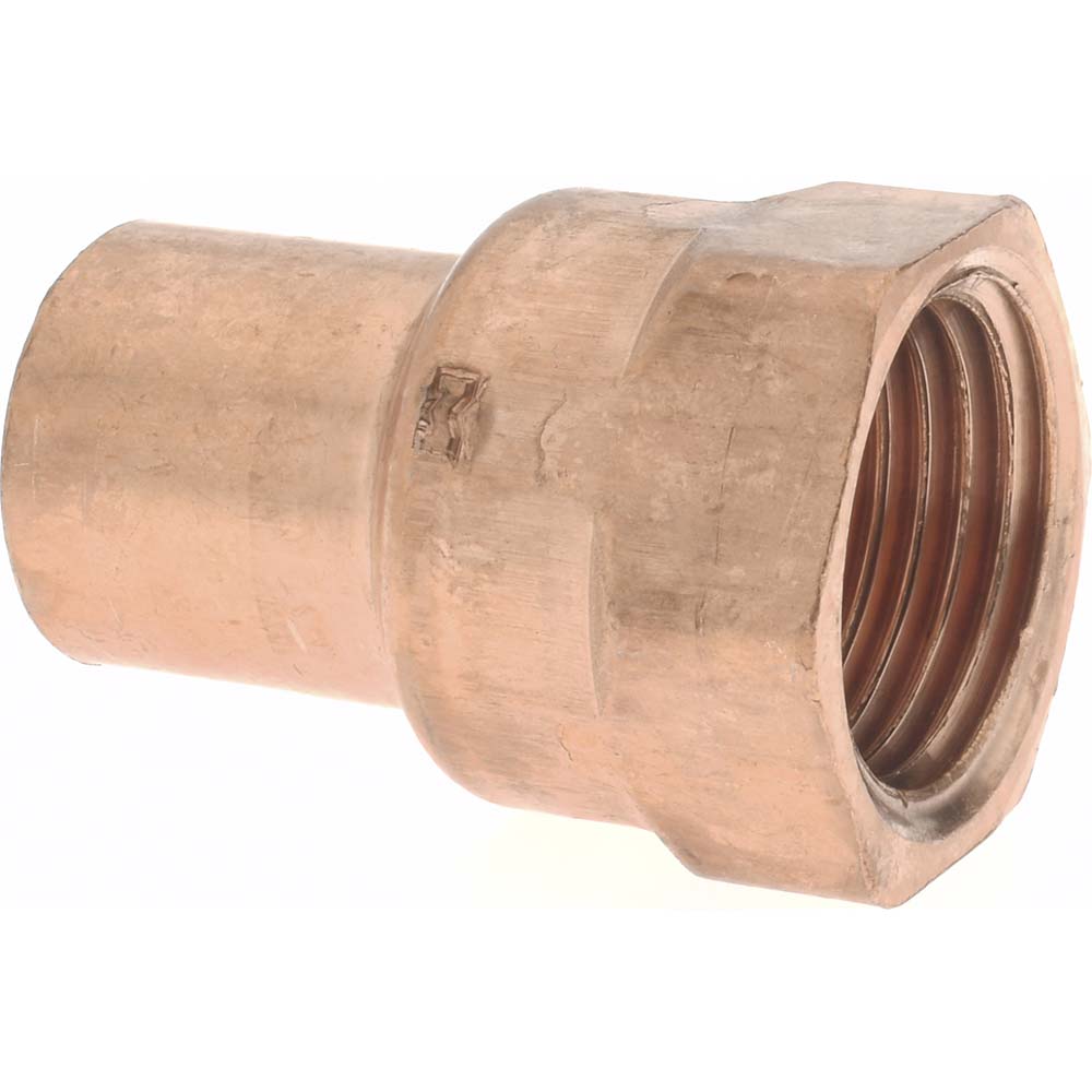 Mueller Industries Wrot Copper Pipe Adapter: 1/2" x 1/4" Fitting, C x F, Solder Joint - W 01233