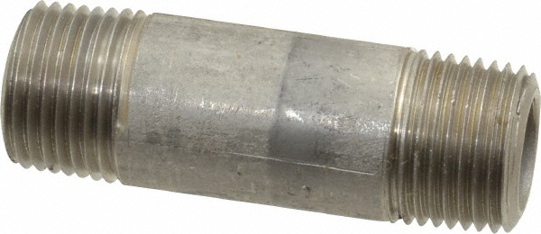 Merit Brass Stainless Steel Pipe Nipple: 3/8" Pipe, Grade 304 & 304L - 4506-200