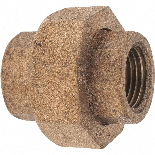 Merit Brass Brass Pipe Union: 1/2" Fitting, Threaded, FNPT x FNPT, Class 125 - X187-08